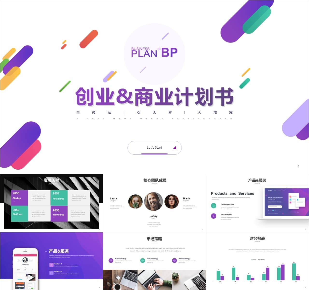 移动互联网生活服务BP商业计划书PPT模板