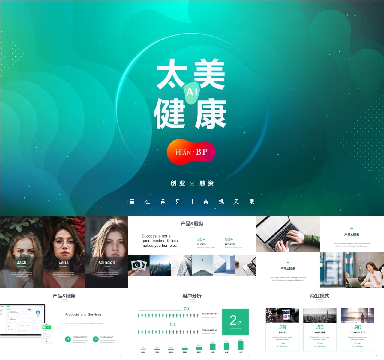 健康信息化BP商业计划书PPT模板