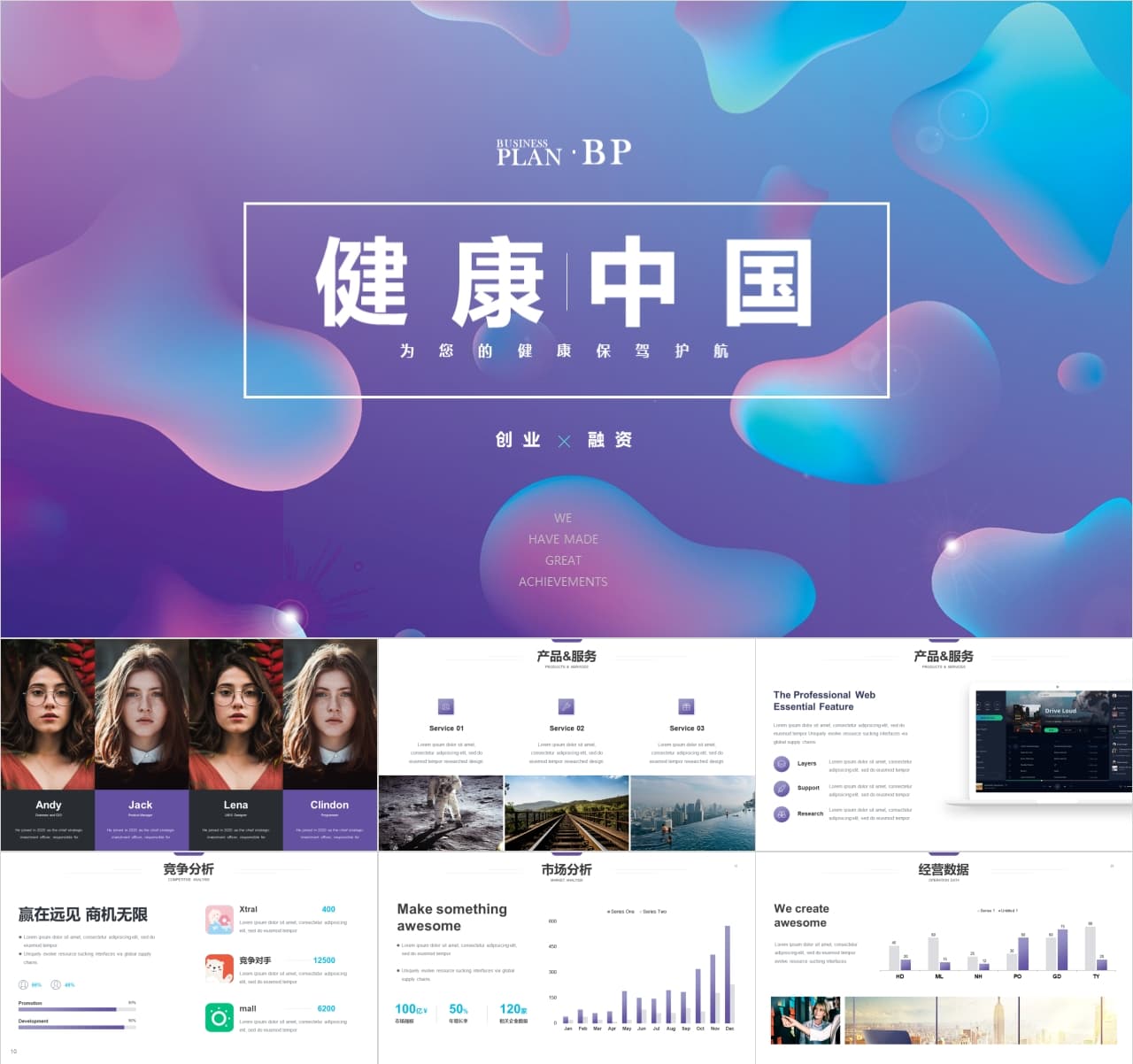 高端大气·健康产业BP商业计划书PPT模板