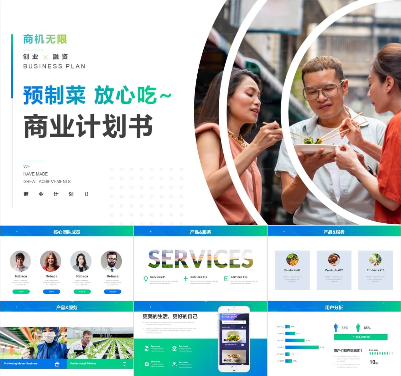 马家厨房预制菜绿色生态农业创业商业计划书PPT模板