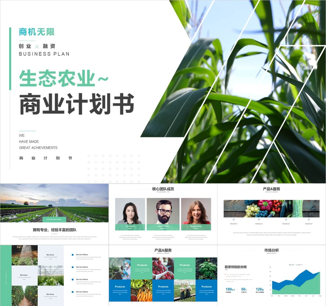 农业种植项目现代农业绿色农业商业创业计划书PPT模板