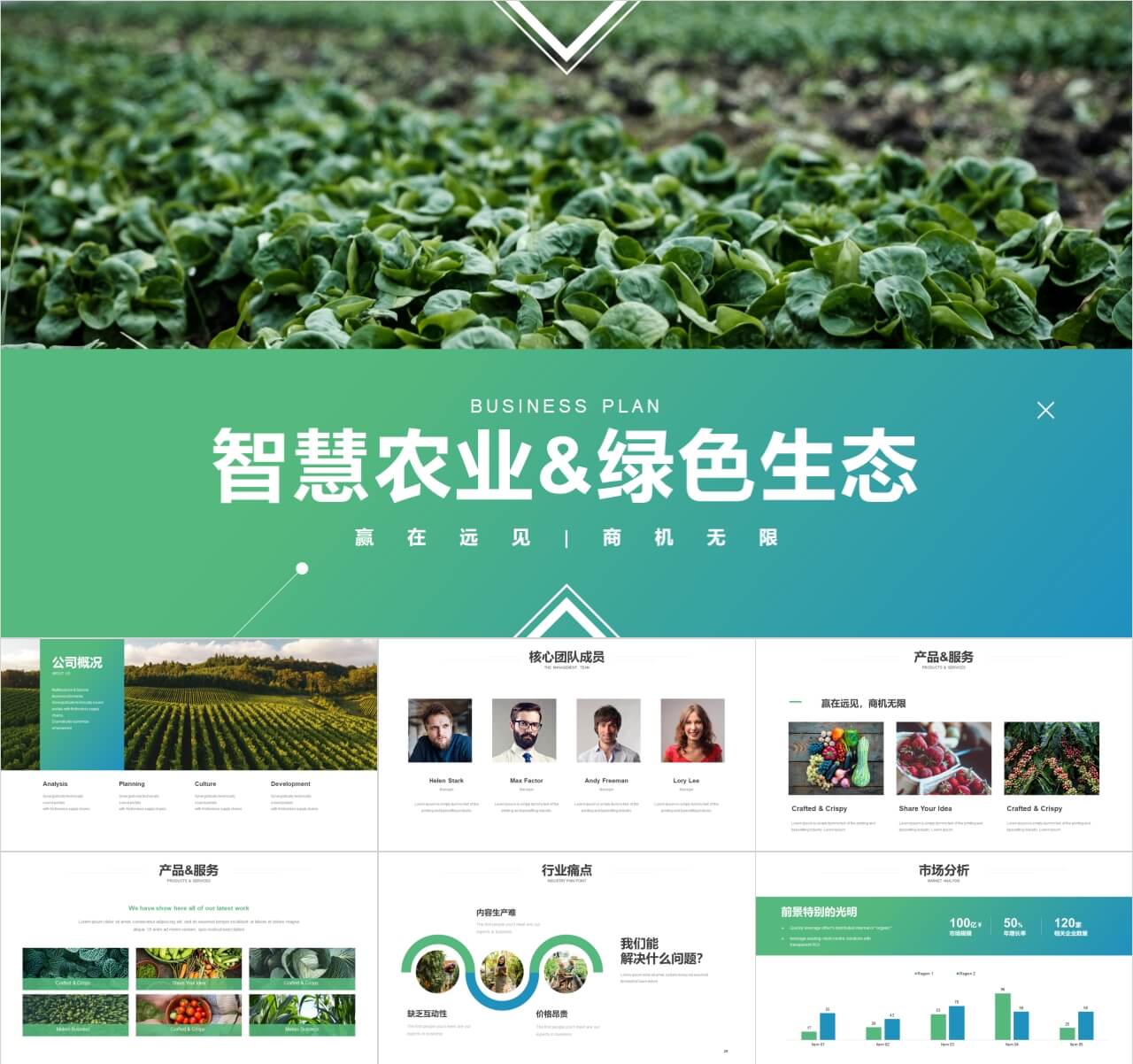 绿色农业特色种植项目生态农业商业创业计划书PPT模板
