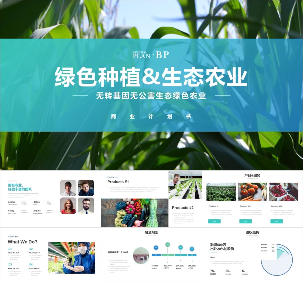 现代农业生态农业种植商业创业计划书PPT模板